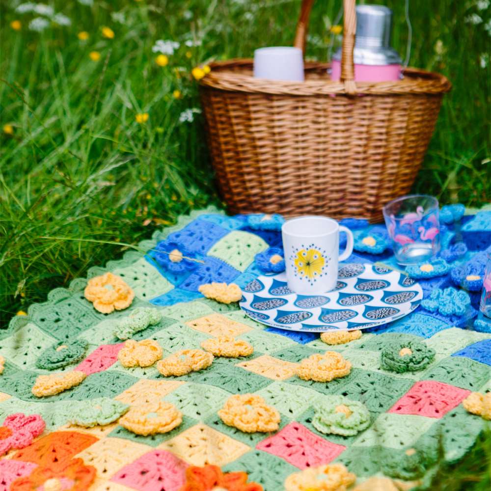 Photograph of a crochet picnic